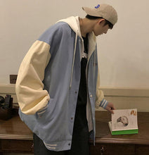 画像をギャラリービューアに読み込む, メンズ フード付き スタジャン アウター ジャケット フェイクレイヤード 韓国