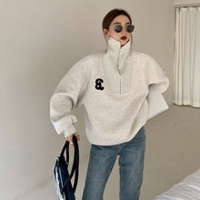 画像をギャラリービューアに読み込む, ハーフジップ トレーナー オーバーサイズ スウェット トレーナー ハイネック