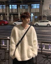 画像をギャラリービューアに読み込む, シャギーニット ニットセーター  トップス 全4色 Vネック カジュアルメンズ  秋冬