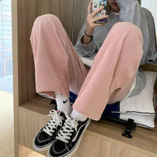 画像をギャラリービューアに読み込む, コーデュロイ ワイドレッグ パンツ レディース メンズ パンツ 全3色 秋冬 韓国