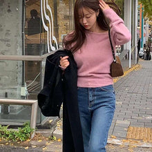 画像をギャラリービューアに読み込む, ワンショルダー ソフト ニット セーター レディース トップス 全2色 韓国 秋冬