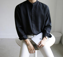 画像をギャラリービューアに読み込む, シャツ メンズ シンプル ノーカラー シャツ カジュアル 韓国