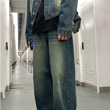 画像をギャラリービューアに読み込む, メンズ デニム セットアップ ルーズ ワイドパンツ 韓国 ジーンズ セットアップ
