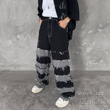 画像をギャラリービューアに読み込む, メンズ クラッシュデニム ワイドパンツ ダメージ加工 ジーンズ