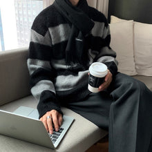 画像をギャラリービューアに読み込む, ボーダー ニット ニットセーター メンズ トップス ルーズ 全3色 カジュアル 韓国