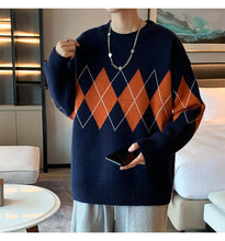 画像をギャラリービューアに読み込む, メンズ アーガイル セーター ルーズ 韓国 トップス  メンズ 全2色