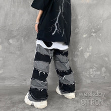 画像をギャラリービューアに読み込む, メンズ クラッシュデニム ワイドパンツ ダメージ加工 ジーンズ