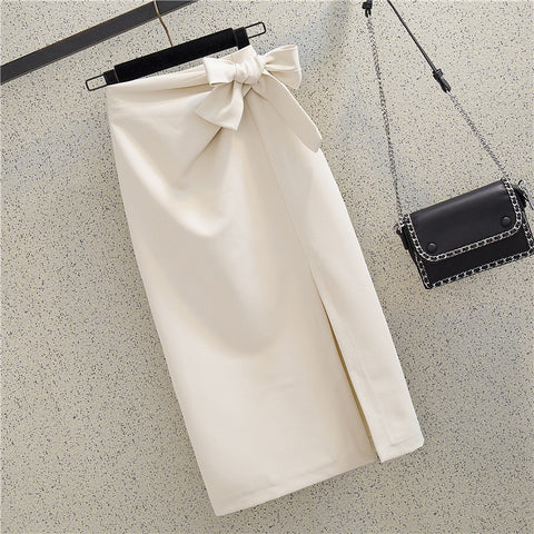 スリット タイトスカート レディース  スカート ウエストリボン 韓国 全2色