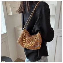 画像をギャラリービューアに読み込む, ラインストーン ハンドバッグ 2way ショルダー チェーン ショルダーバッグ ポシェット レディース