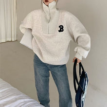 画像をギャラリービューアに読み込む, ハーフジップ トレーナー オーバーサイズ スウェット トレーナー ハイネック