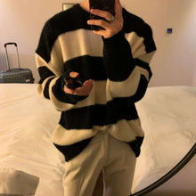 画像をギャラリービューアに読み込む, ボーダー ニット ニットセーター メンズ トップス ルーズ 全3色 カジュアル 韓国