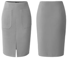 画像をギャラリービューアに読み込む, フロントスリット ポケット付き ウール タイト スカート