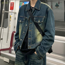 画像をギャラリービューアに読み込む, メンズ デニム セットアップ ルーズ ワイドパンツ 韓国 ジーンズ セットアップ