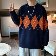 画像をギャラリービューアに読み込む, メンズ アーガイル セーター ルーズ 韓国 トップス  メンズ 全2色