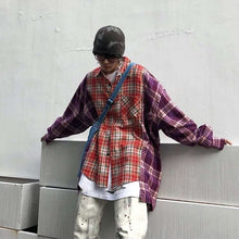 画像をギャラリービューアに読み込む, 切り替え ルーズ チェック シャツ 韓国 ワイド メンズ レディース