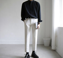 画像をギャラリービューアに読み込む, シャツ メンズ シンプル ノーカラー シャツ カジュアル 韓国