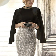 画像をギャラリービューアに読み込む, 優雅 マント袖トップス パイソン柄スカート レディース セットアップ