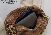 画像をギャラリービューアに読み込む, ラインストーン ハンドバッグ 2way ショルダー チェーン ショルダーバッグ ポシェット レディース