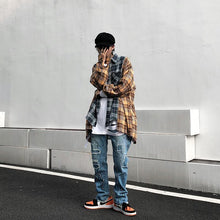 画像をギャラリービューアに読み込む, 切り替え ルーズ チェック シャツ 韓国 ワイド メンズ レディース