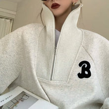 画像をギャラリービューアに読み込む, ハーフジップ トレーナー オーバーサイズ スウェット トレーナー ハイネック