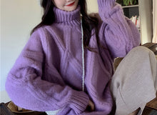 画像をギャラリービューアに読み込む, レディース ニットセーター 秋冬 タートル ニットセーター ケーブル 長袖 韓国 全5色
