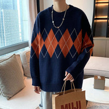 画像をギャラリービューアに読み込む, メンズ アーガイル セーター ルーズ 韓国 トップス  メンズ 全2色