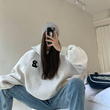 画像をギャラリービューアに読み込む, ハーフジップ トレーナー オーバーサイズ スウェット トレーナー ハイネック