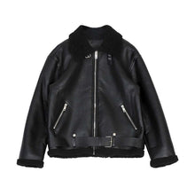 画像をギャラリービューアに読み込む, ボア レザージャケット アウター ジャケット 韓国 エコレザー 冬 メンズ  ブラック