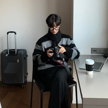 画像をギャラリービューアに読み込む, ボーダー ニット ニットセーター メンズ トップス ルーズ 全3色 カジュアル 韓国