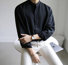 画像をギャラリービューアに読み込む, シャツ メンズ シンプル ノーカラー シャツ カジュアル 韓国