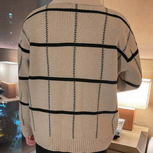 画像をギャラリービューアに読み込む, ハーフジップ ニット セータートップス チェック ルーズ メンズ  全2色