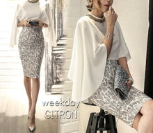 画像をギャラリービューアに読み込む, 優雅 マント袖トップス パイソン柄スカート レディース セットアップ