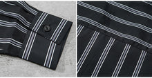 画像をギャラリービューアに読み込む, メンズ ストライプ シャツ 長袖 ストライプ きれいめ 黒 韓国