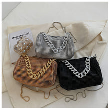 画像をギャラリービューアに読み込む, ラインストーン ハンドバッグ 2way ショルダー チェーン ショルダーバッグ ポシェット レディース