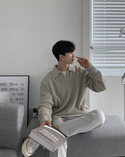 画像をギャラリービューアに読み込む, ハーフジップ ニット セーター メンズ トップス 全3色 ルーズ 韓国 春秋