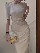 画像をギャラリービューアに読み込む, バックオープン タイト ドレス パーティードレス 4色 レディース 五分袖 細見え 韓国