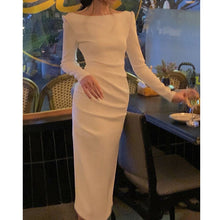 画像をギャラリービューアに読み込む, バックオープン タイト ドレス パーティードレス 4色 レディース 五分袖 細見え 韓国