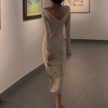 画像をギャラリービューアに読み込む, バックオープン タイト ドレス パーティードレス 4色 レディース 五分袖 細見え 韓国