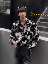 画像をギャラリービューアに読み込む, 総柄 シャツ メンズ 長袖 韓国 スタイリッシュ モノトーン シャツ