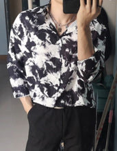 画像をギャラリービューアに読み込む, 総柄 シャツ メンズ 長袖 韓国 スタイリッシュ モノトーン シャツ