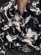 画像をギャラリービューアに読み込む, 総柄 シャツ メンズ 長袖 韓国 スタイリッシュ モノトーン シャツ