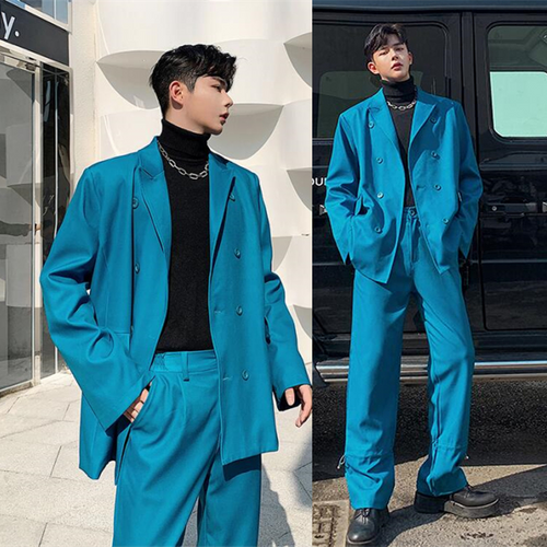 20%OFF メンズ テーラードジャケットセットアップ 秋冬 ダブル チェック 上下两点セット