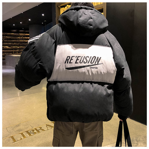 ジャケット ダウンジャケット無地 黒 中綿ブルゾン メンズ フード 大きいサイズ 秋冬