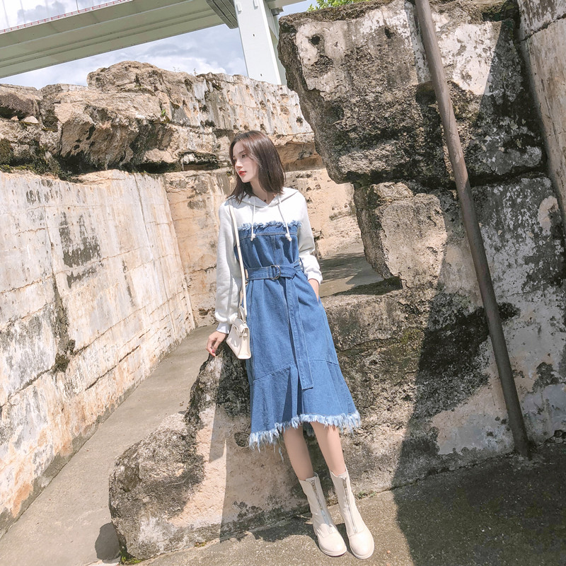 大きいサイズ レディース 異素材重ね着風パーカーワンピース