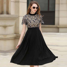 画像をギャラリービューアに読み込む, 刺繍花レース パーティードレス ワンピース上品 新品 ブラック