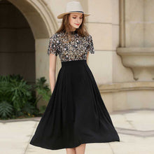 画像をギャラリービューアに読み込む, 刺繍花レース パーティードレス ワンピース上品 新品 ブラック