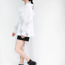 画像をギャラリービューアに読み込む, アシンメトリー チュール ドッキング ブラウス パフ