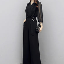 画像をギャラリービューアに読み込む, パンツドレス お呼ばれ シフォン ウエストベルト