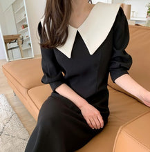 画像をギャラリービューアに読み込む, ビックカラーワンピース  レデイース  ブラック