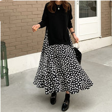 画像をギャラリービューアに読み込む, ニットレイヤード レオパード 異素材 ワンピース 大きめセット 秋冬新品